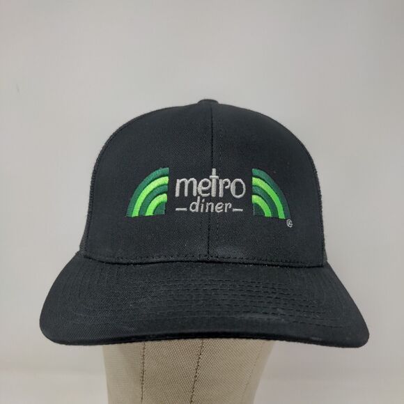 Pacific Headwear Men's Snapback Mesh Back Hat Black Adjustable Metro Diner Logo - Picture 2 of 12